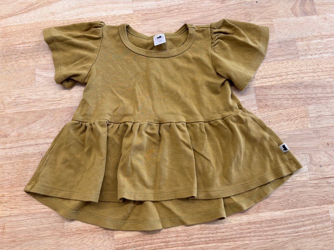 Little & Lively Peplum Top – Size 1-2Y Mustard Green