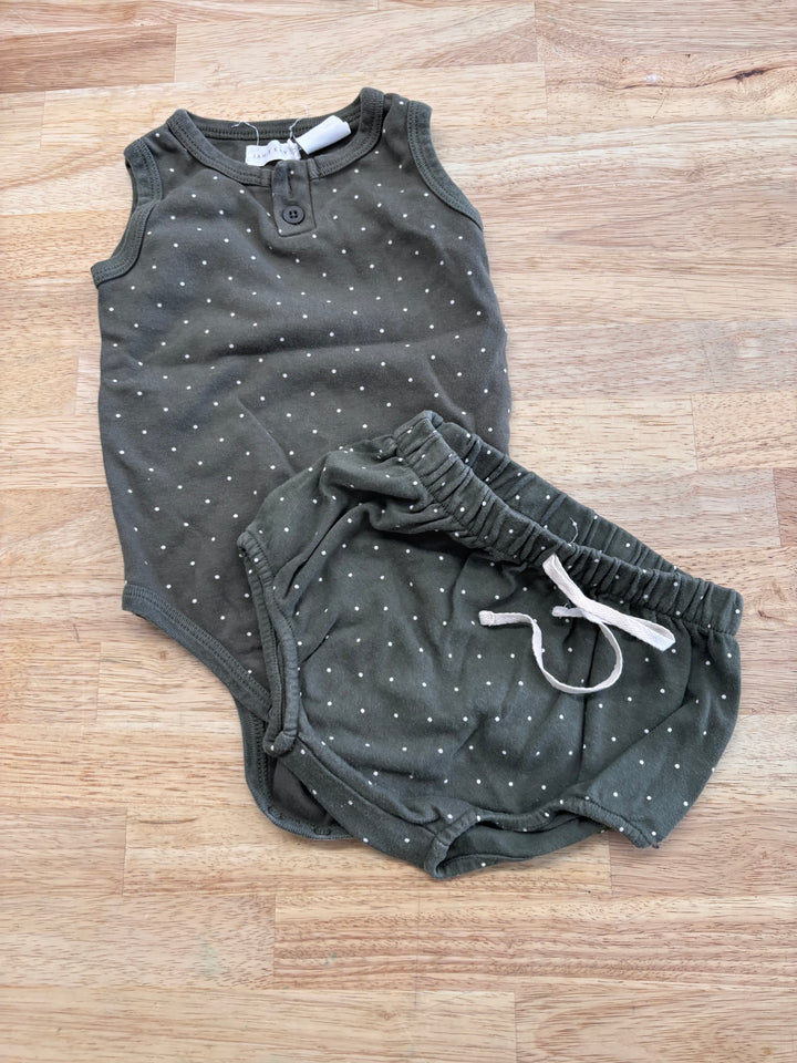 Jamie Kay Two-Piece Set – Size 6-12M Forest Green Polka Dot