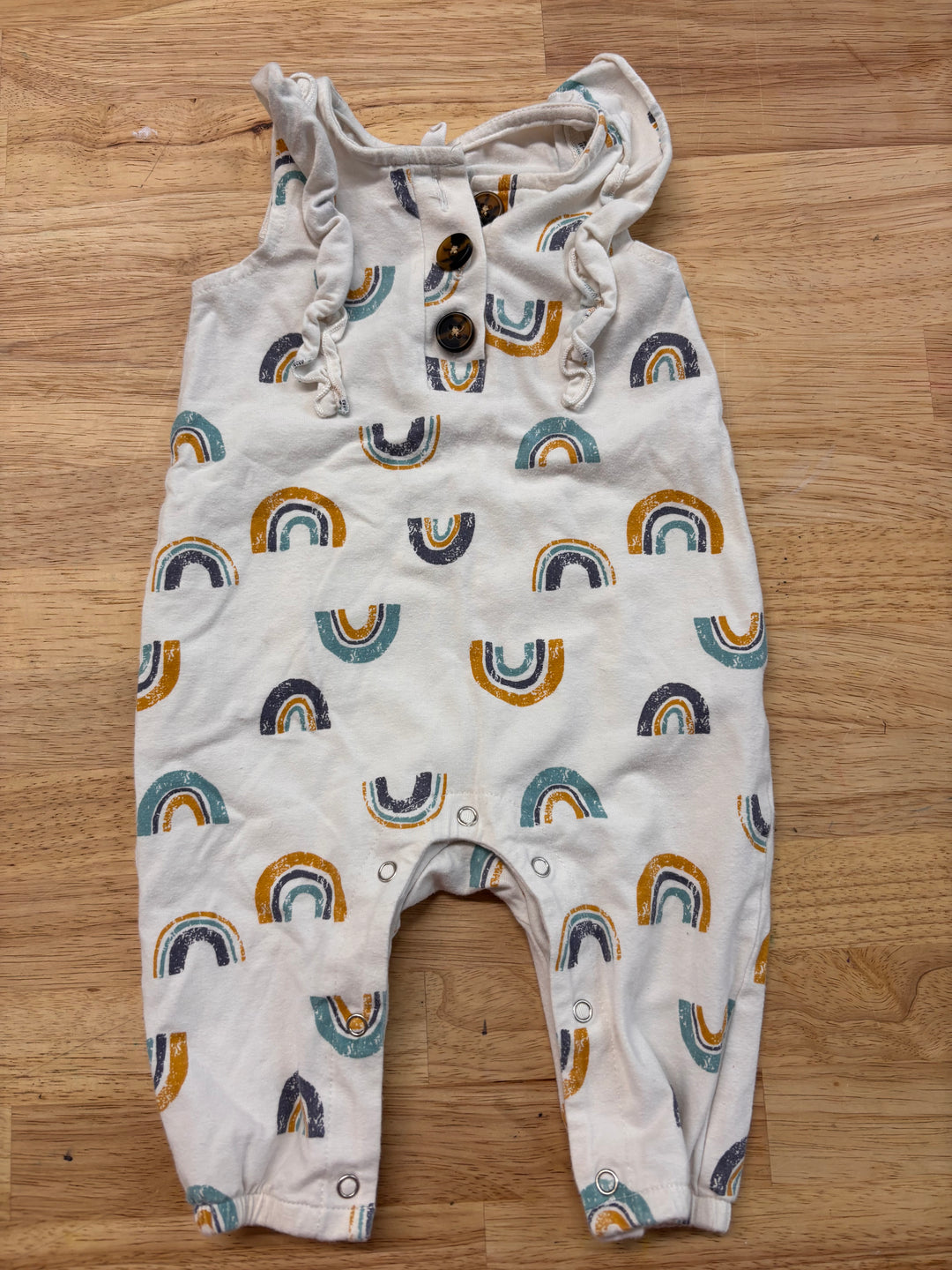 PL Baby 3 Month Romper – White with Rainbow Print