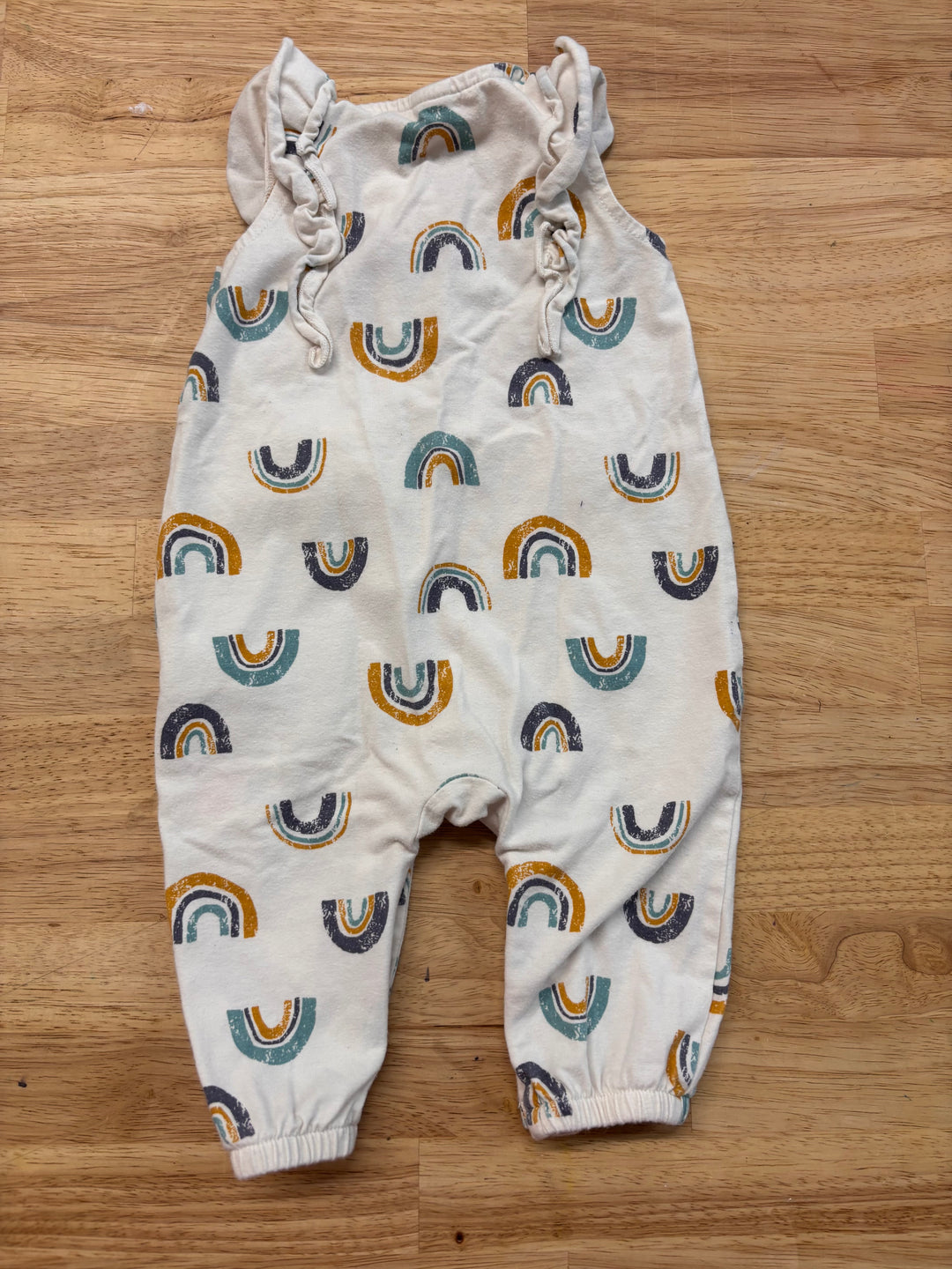 PL Baby 3 Month Romper – White with Rainbow Print