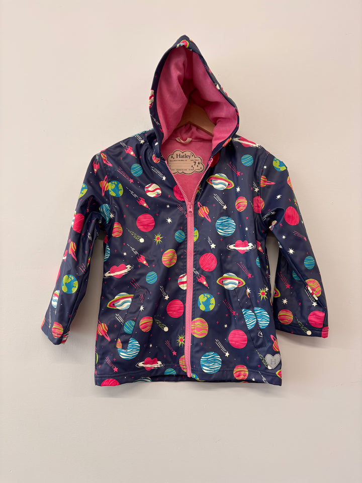 Hatley Rain Jacket – Size 7 Pink Space Print