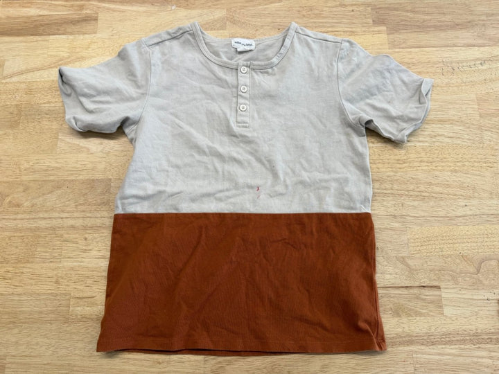 Miles the Label Shirt – 8Y | – Light Brown & Rust Half and Half - Nest and Sprout - Consignment