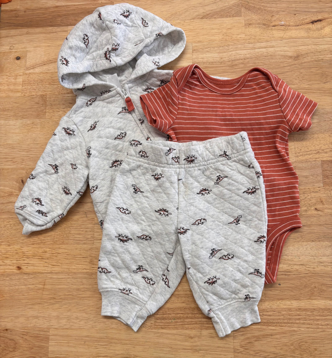 Carters Three-Piece Set – Size 3M Dinosaur Print