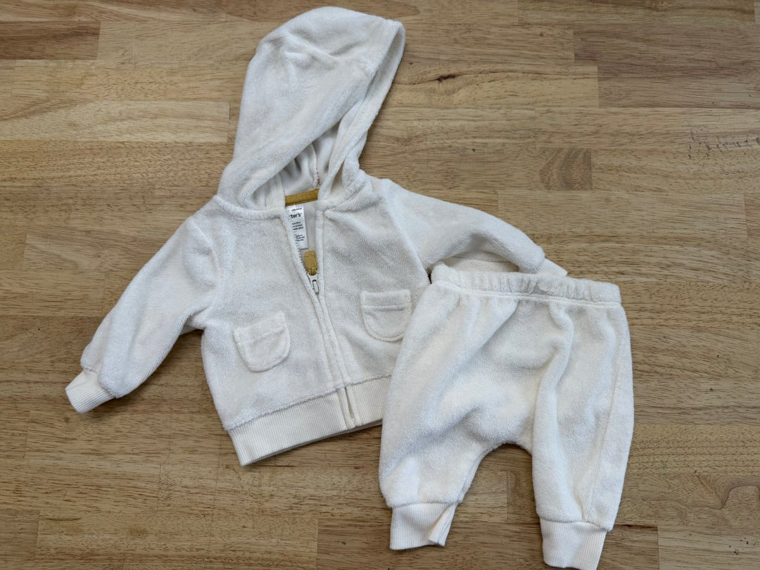 Carter's Newborn Set – Newborn | Cream Terry Zip Hoodie & Jogger - Nest and Sprout - Consignment