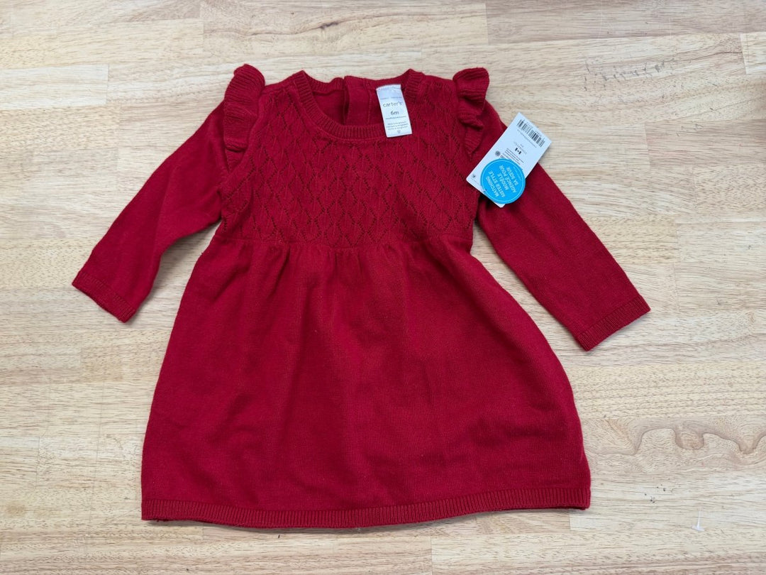 Carter's Dress – 6M | Red Long Sleeve Knit - Nest and Sprout - Consignment