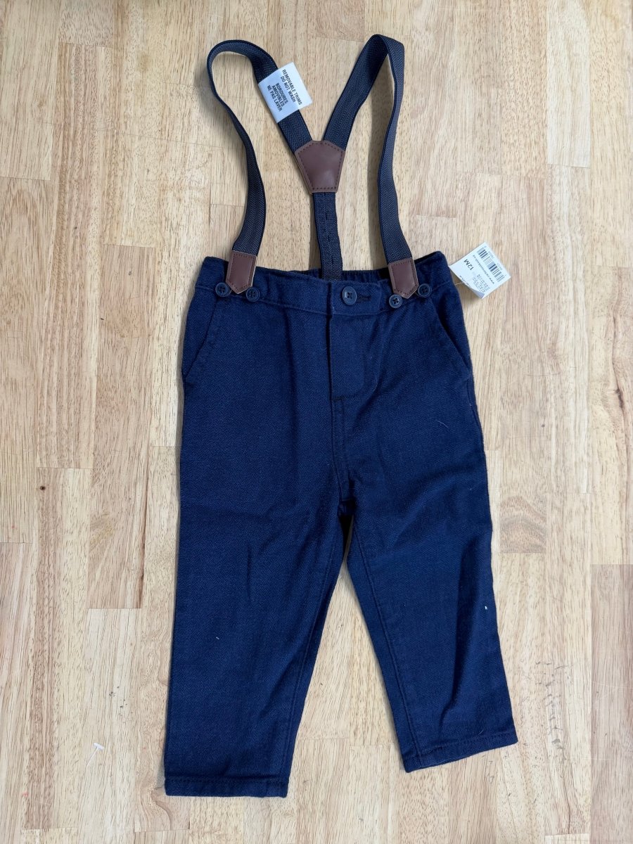 OshKosh Suspender Pants – 12M | Blue New with Tags - Nest and Sprout - Consignment