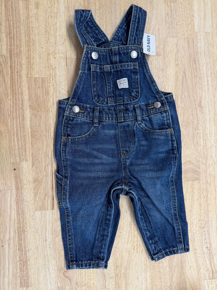 Old Navy Denim Overalls – 6–12M | Dark Wash New with Tags - Nest and Sprout - Consignment