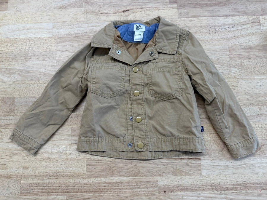 Baby B'GOSH Lightweight Jacket – 24M | Chino Khaki Snap Collar - Nest and Sprout - Consignment