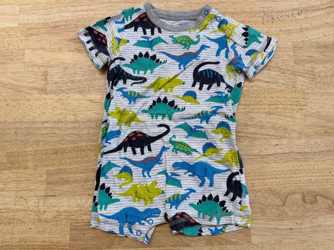 Hatley Shortall – 9–12M | Dinosaur Light Grey Stripe - Nest and Sprout - Consignment