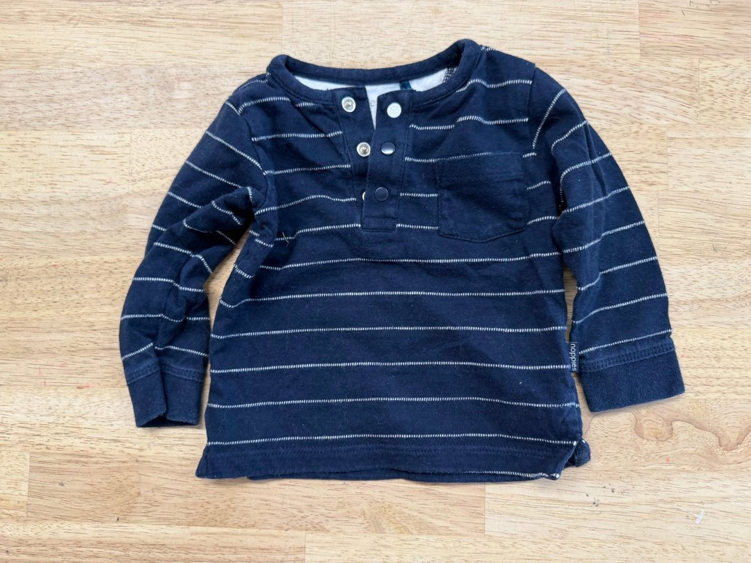 Noppies Baby Long Sleeve Snap Shirt – 4–6M | Navy - Nest and Sprout - Consignment