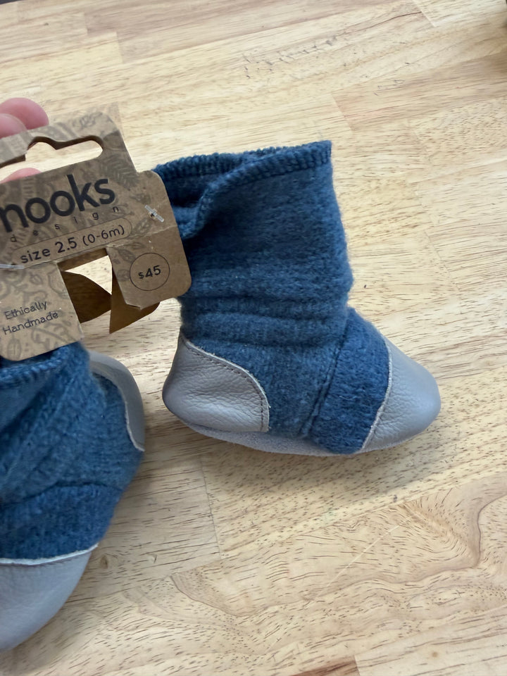 Nooks Wool Booties – Size 2.5 (0–6M) | Blue New with Tags
