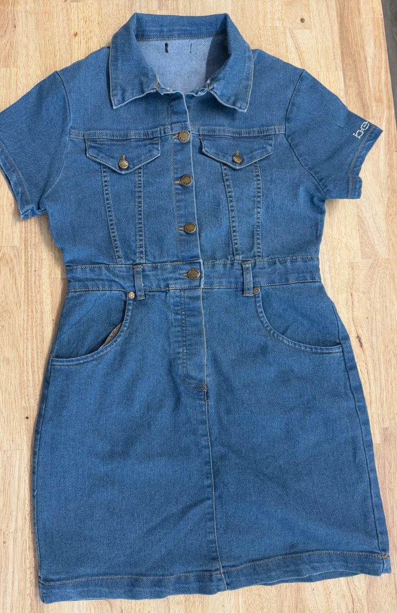 Bebe Denim Dress – Adult M | Button - Down Short Sleeve - Nest and Sprout - Consignment
