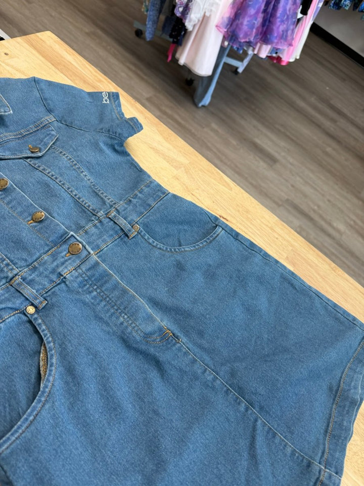 Bebe Denim Dress – Adult M | Button - Down Short Sleeve - Nest and Sprout - Consignment