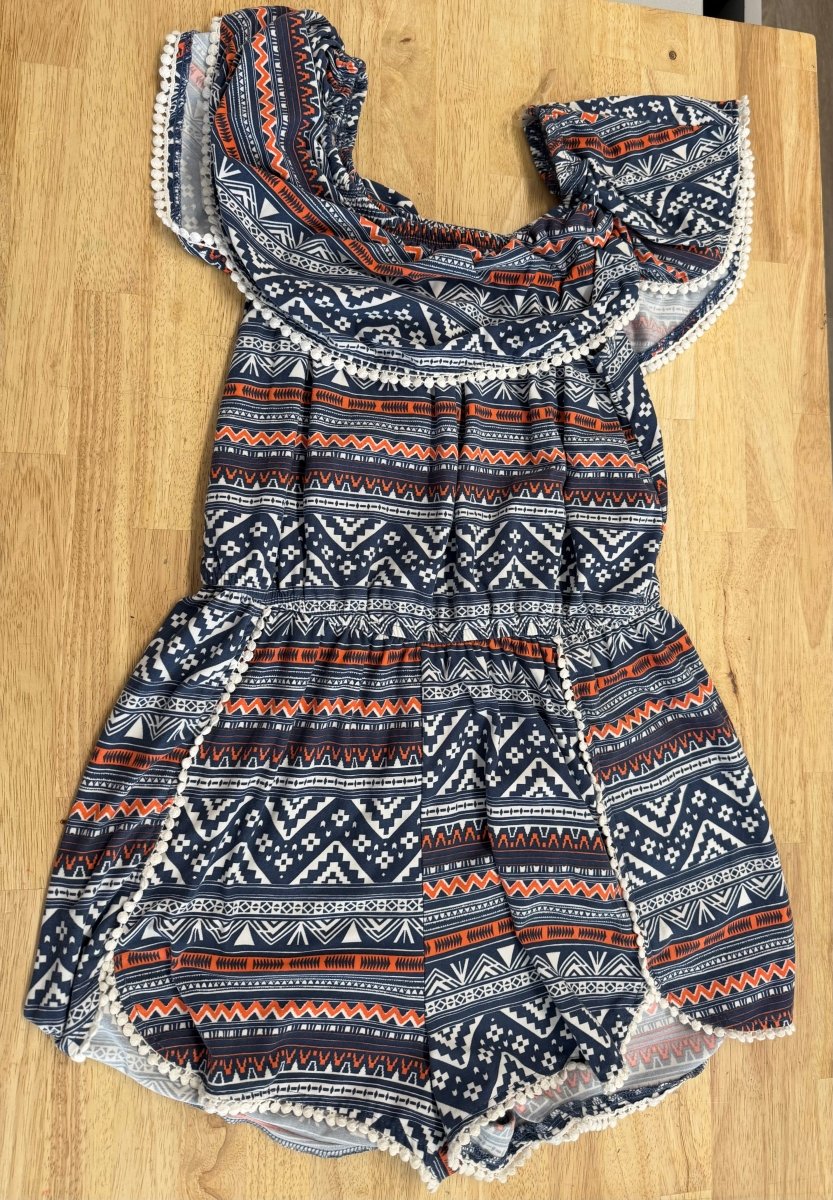 Ardenes Romper – Adult M / Youth 12 | Blue with Fringe Neckline - Nest and Sprout - Consignment