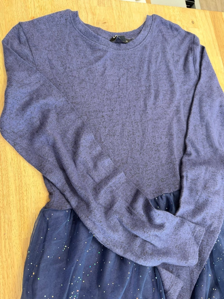 George Dress – Size 14/16 | Navy Long Sleeve with Tulle Overlay Skirt - Nest and Sprout - Consignment