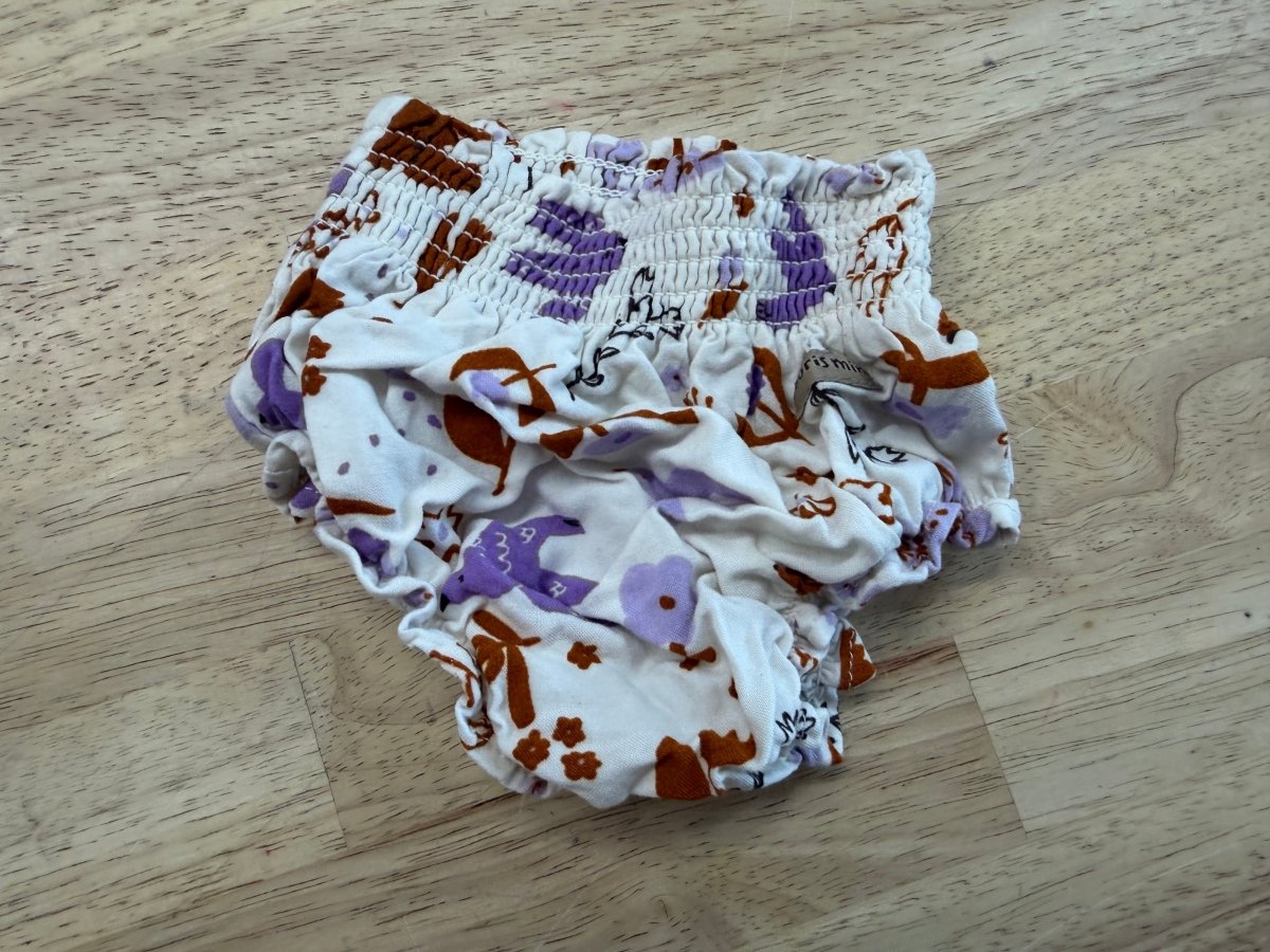 Souris Mini Diaper Cover – 0–3M | Purple & Rust Floral Bird Print - Nest and Sprout - Consignment
