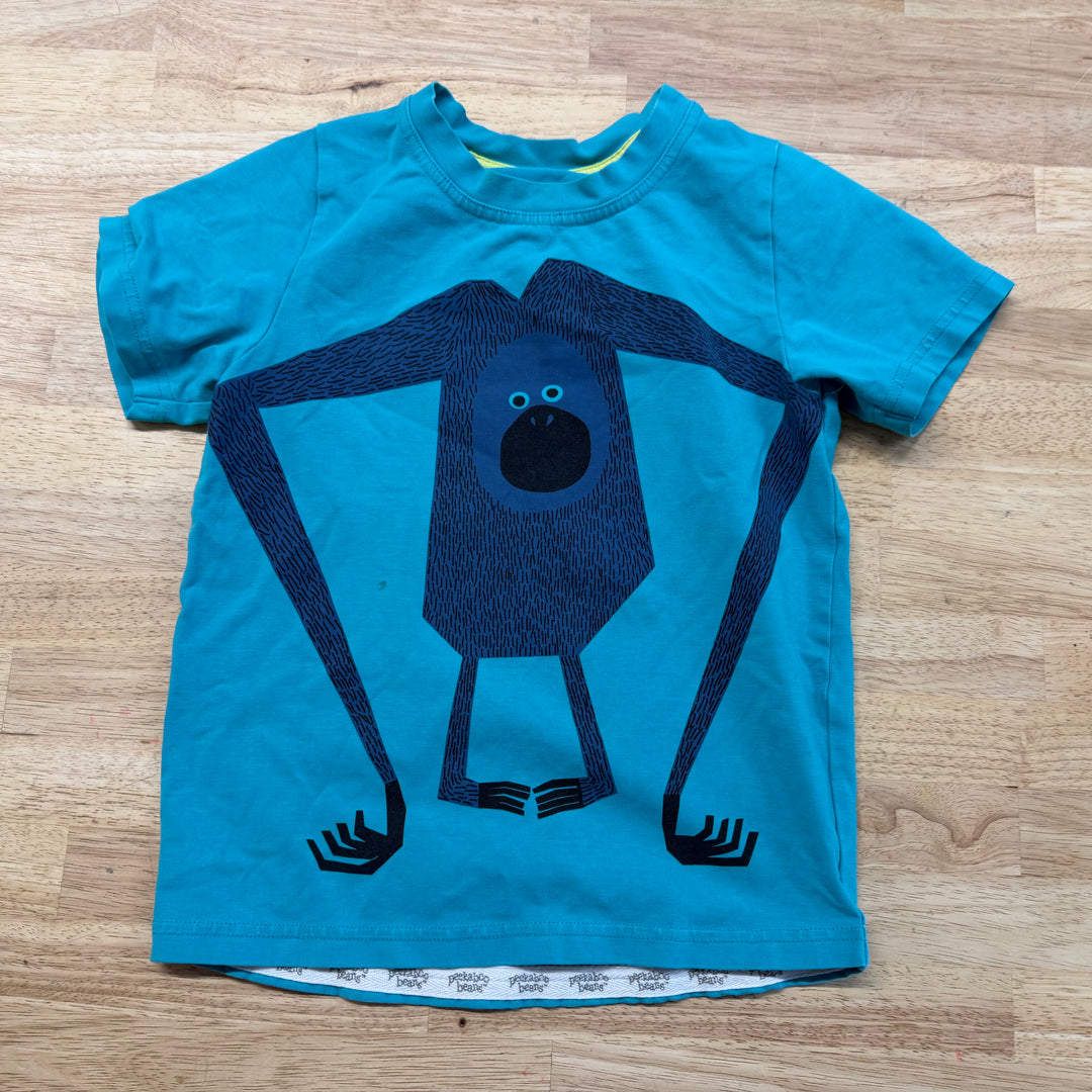 Peekaboo Beans Shirt – 6Y | Turquoise Monkey Print