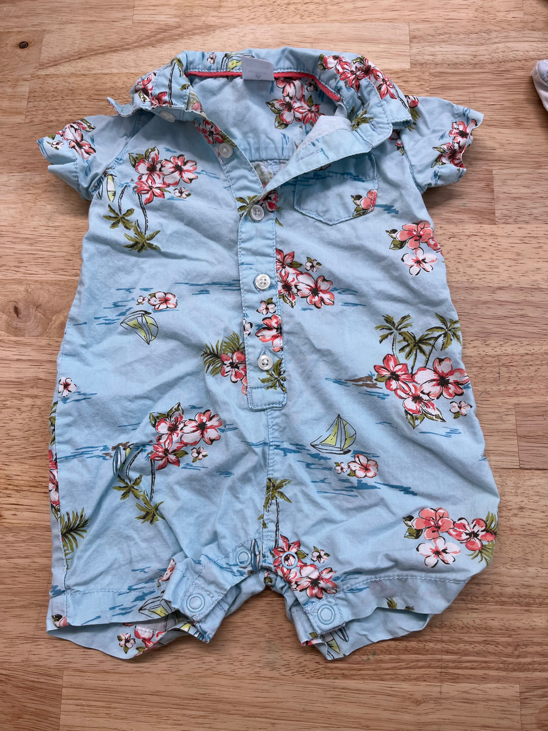 Carters Size 6 Month Button-Up Romper – Blue