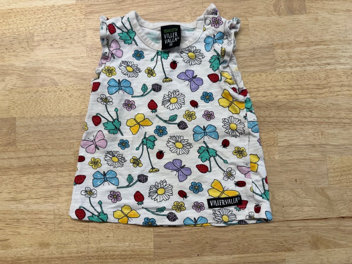 Villervalla Cap Sleeve Top – Size 56 | Floral Ruffle - Nest and Sprout - Consignment
