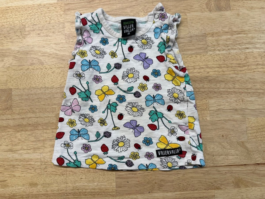 Villervalla Cap Sleeve Top – Size 56 | Floral Ruffle - Nest and Sprout - Consignment