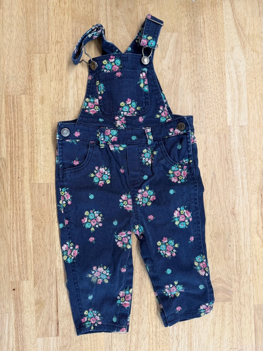 Carter's Floral Overalls – 12M | Blue All - Over Print - Nest and Sprout - Consignment