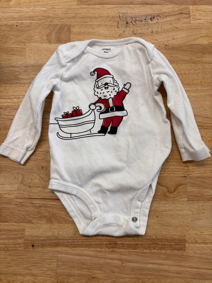 Carter’s Santa Bodysuit – 9M White Long Sleeve
