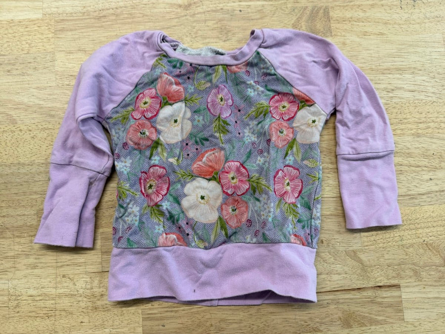 Gro by Zoe Grow With Me Shirt – 3–12M | Light Purple Floral Body & Sleeves - Nest and Sprout - Consignment