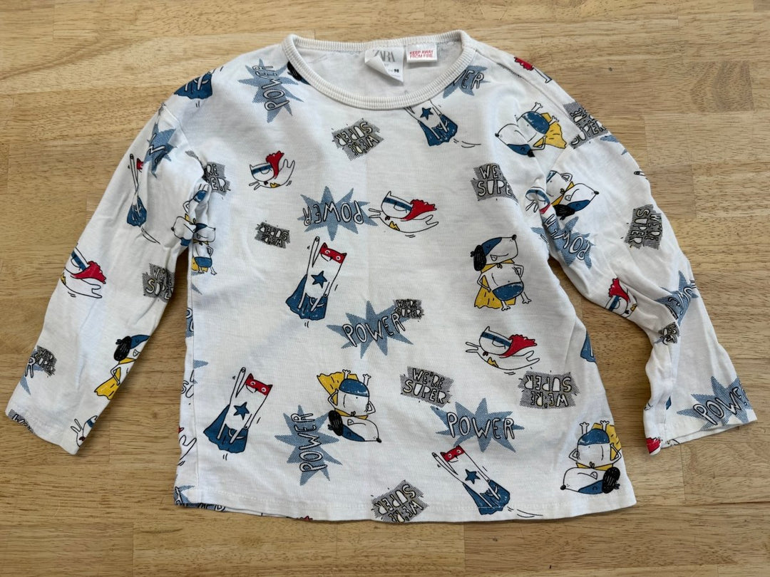 Zara Shirt – 2/3Y | Superhero Dog & Cat Graphic - Nest and Sprout - Consignment