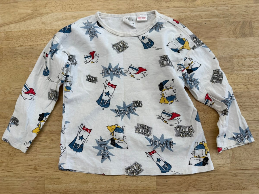 Zara Shirt – 2/3Y | Superhero Dog & Cat Graphic - Nest and Sprout - Consignment