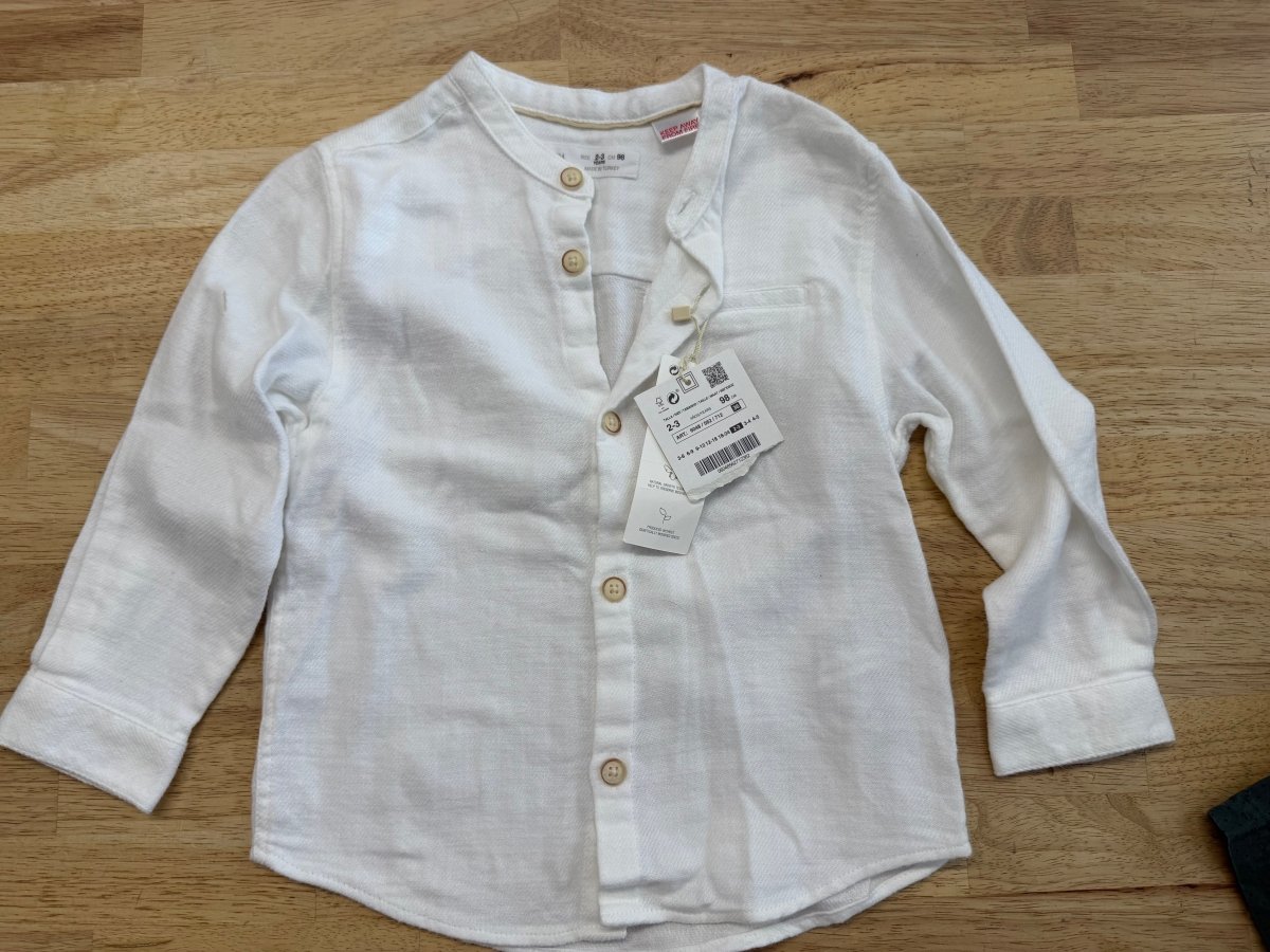 Zara Button Down Shirt – 2/3Y | White Long Sleeve - Nest and Sprout - Consignment