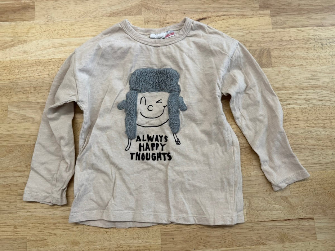 Zara Shirt – 3/4Y | Brown Happy Thoughts Graphic - Nest and Sprout - Consignment