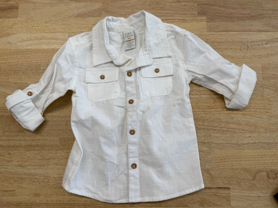 C&C California Kids Button Down Shirt – 3T | White Muslin - Nest and Sprout - Consignment