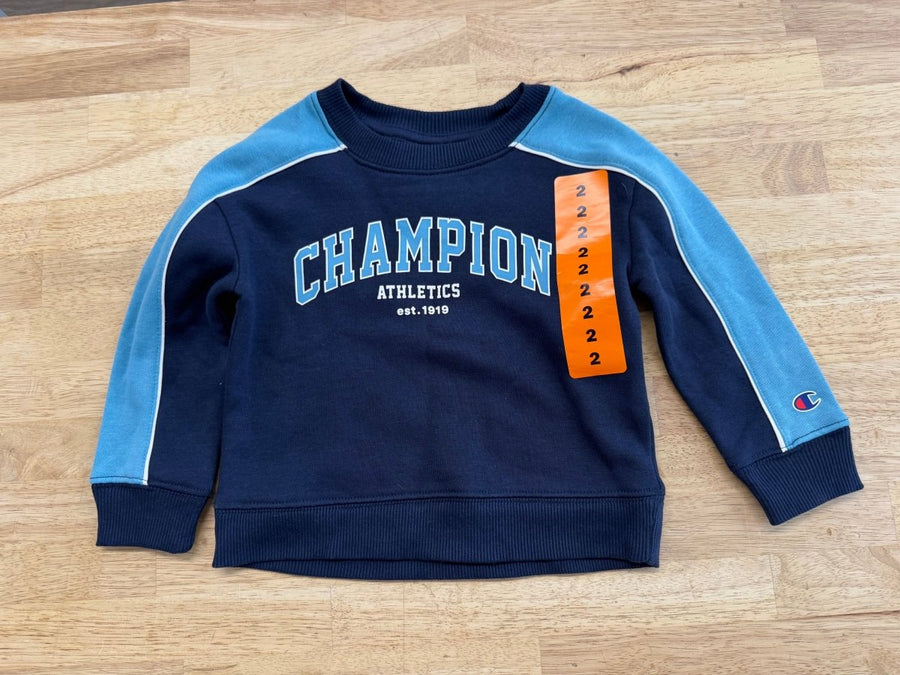 Champion Sweatshirt – Size 2 | Navy & Light Blue - Nest and Sprout - Consignment