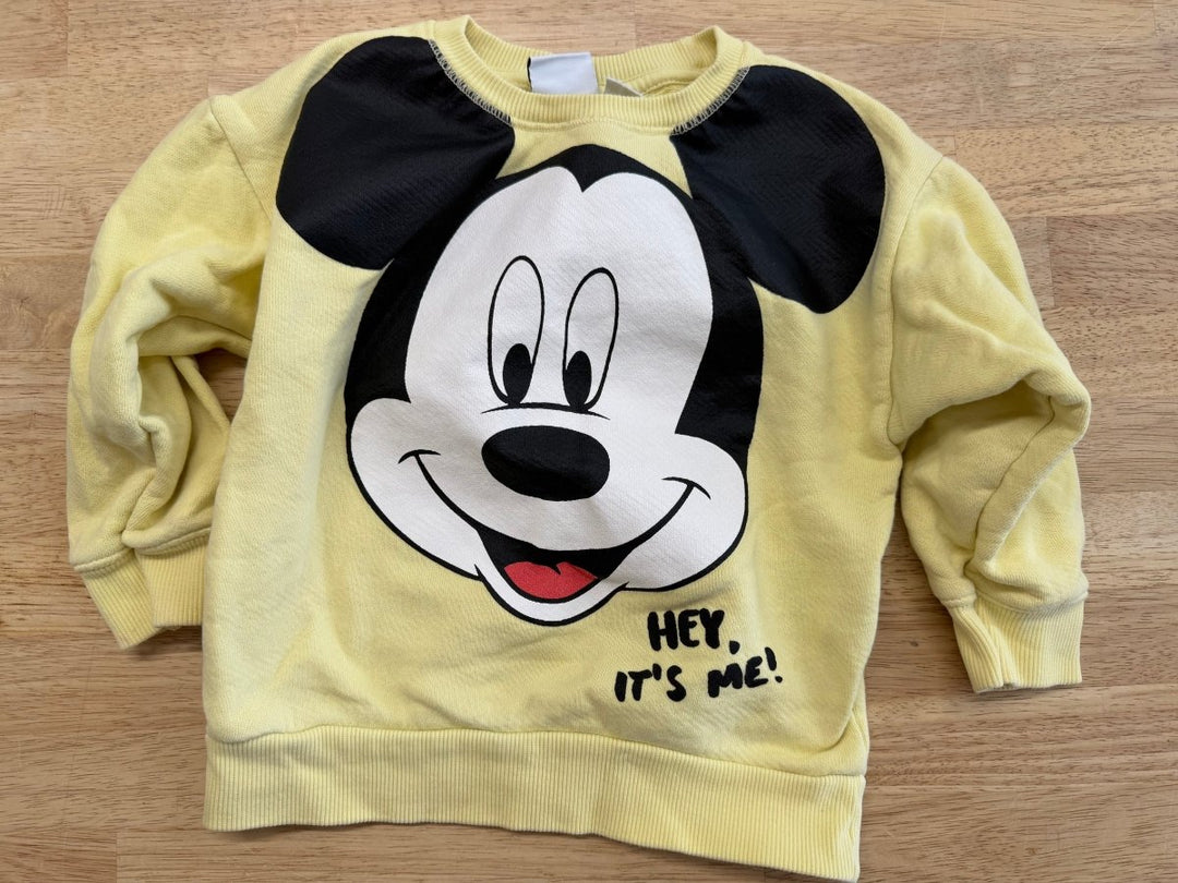 Zara Sweatshirt – 12–18M | Light Yellow Mickey Mouse - Nest and Sprout - Consignment