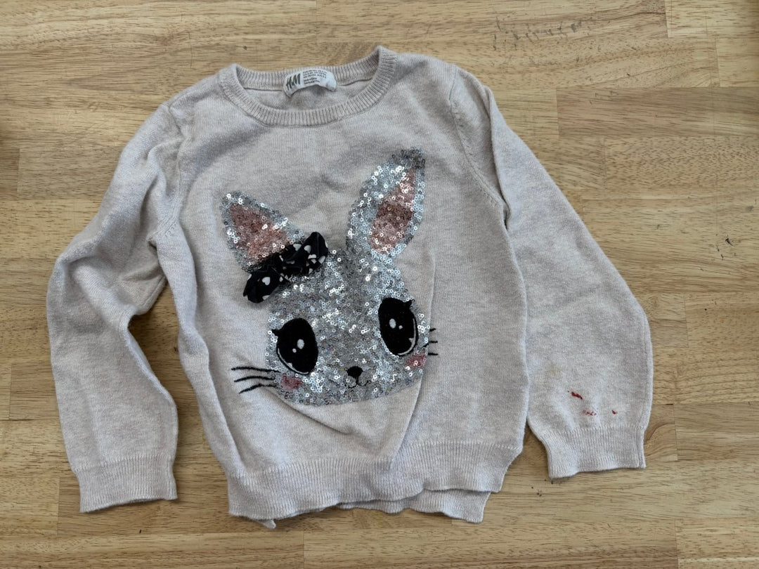 H&M Sweater – 2/4Y | Light Brown Sequin Bunny - Nest and Sprout - Consignment