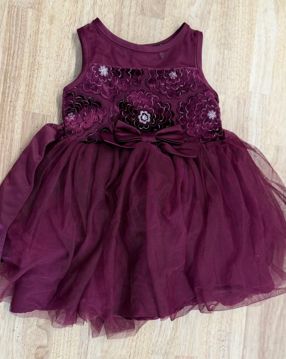 Zunie Dress – 3T | burgandy Tulle Special Occasion - Nest and Sprout - Consignment