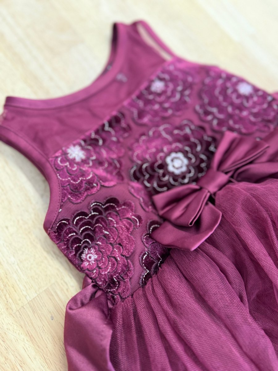 Zunie Dress – 3T | burgandy Tulle Special Occasion - Nest and Sprout - Consignment