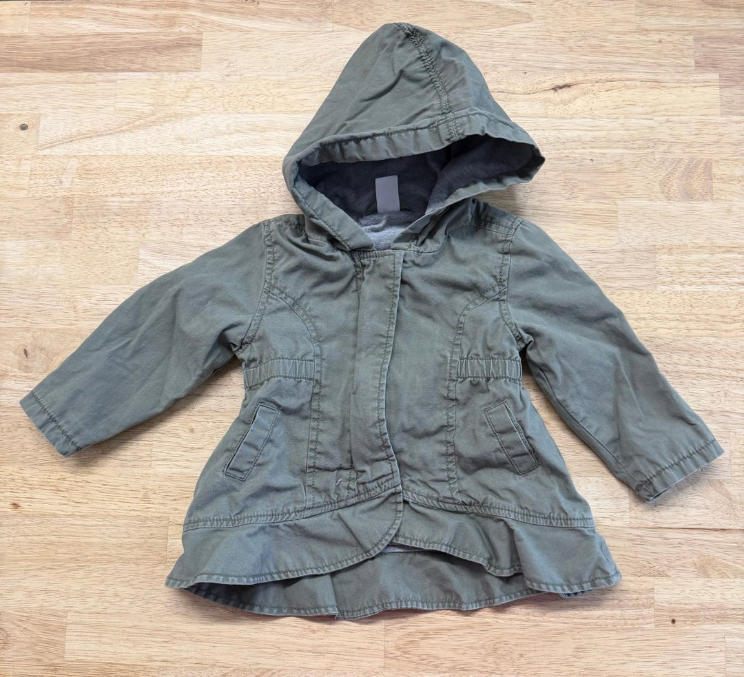 Old Navy Lightweight Jacket – 4T | Army Green with Peplum Ruffle