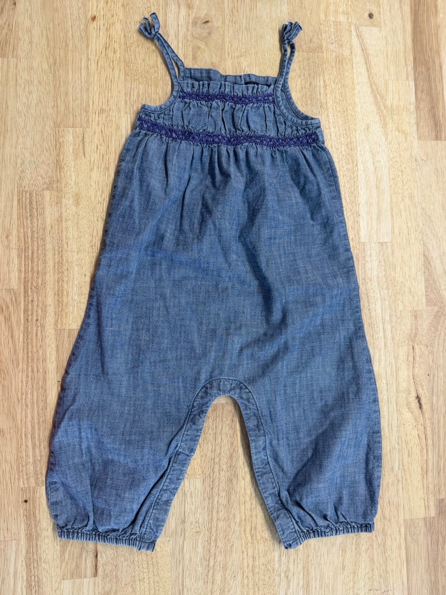 Gap Denim Romper – 18–24M | Strap Style - Nest and Sprout - Consignment