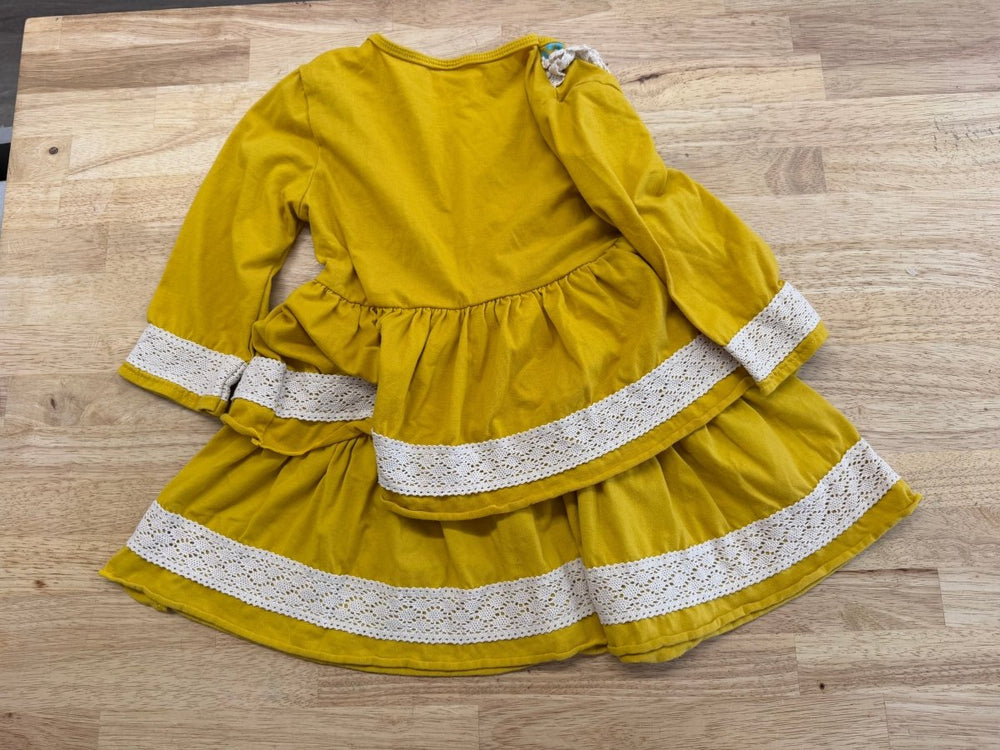 Tutu & Lulu Layered Dress – 6/7 | Mustard with Lace Detail - Nest and Sprout - Consignment