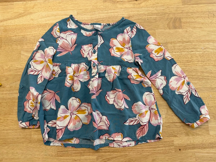 Carter's Floral Long Sleeve Shirt – 4T | Blue All - Over Print - Nest and Sprout - Consignment