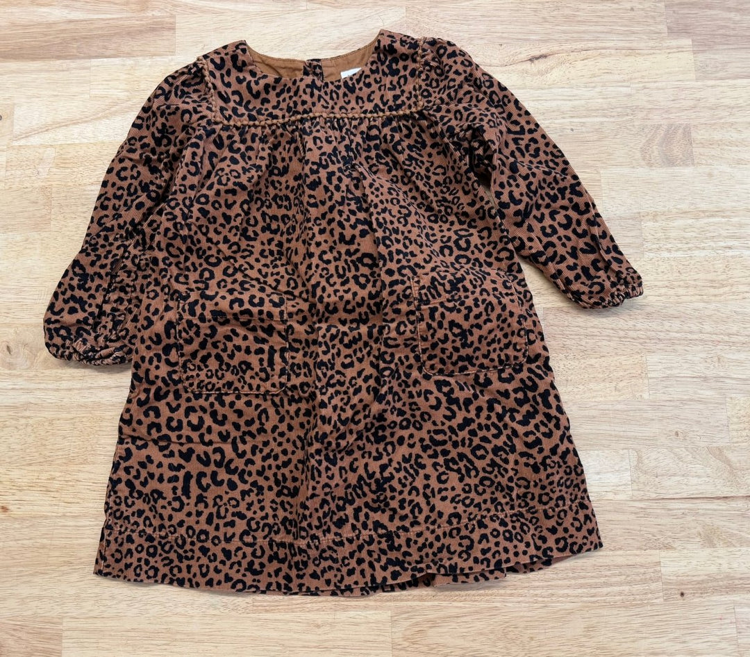 Gap Cheetah Print Corduroy Dress – 3T | Dark Brown Long Sleeve - Nest and Sprout - Consignment