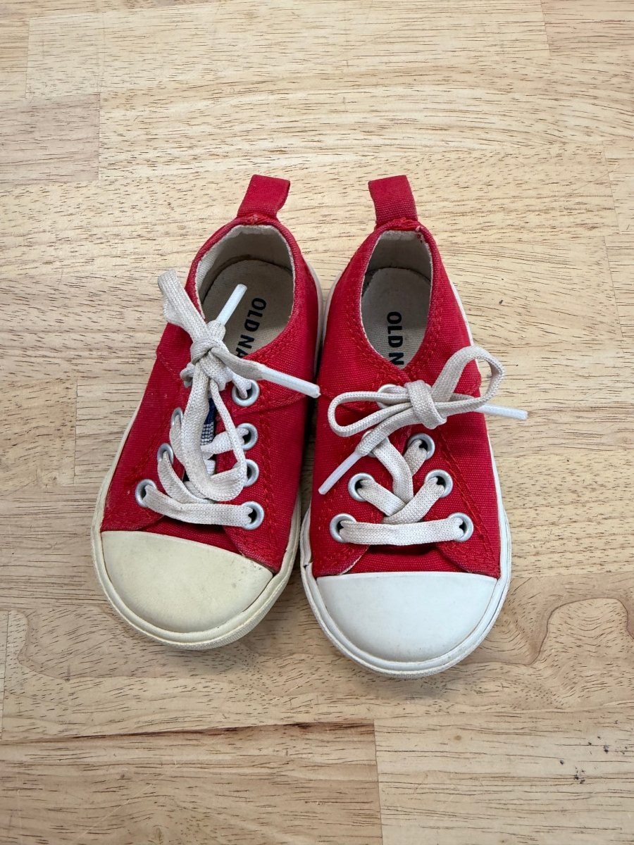 Old Navy Canvas Tie - Up Shoes – Size 6–12M | Red - Nest and Sprout - Consignment