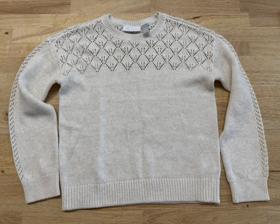 Children's Place Sweater – Size 7/8 | Cream Gold Sparkle Openwork Knit - Nest and Sprout - Consignment