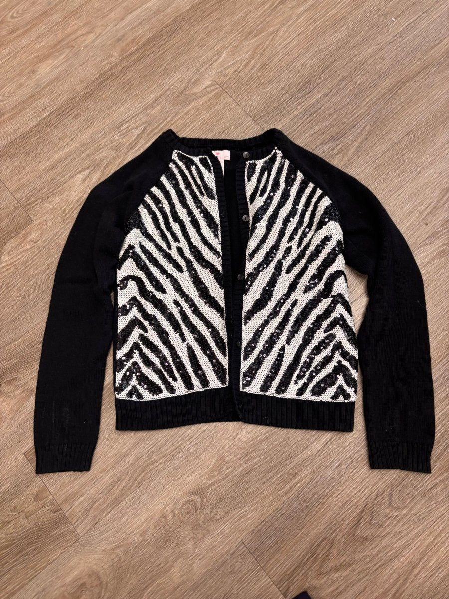 Lulurain Size 10 Zebra Sequin Cardigan - Nest and Sprout - Consignment