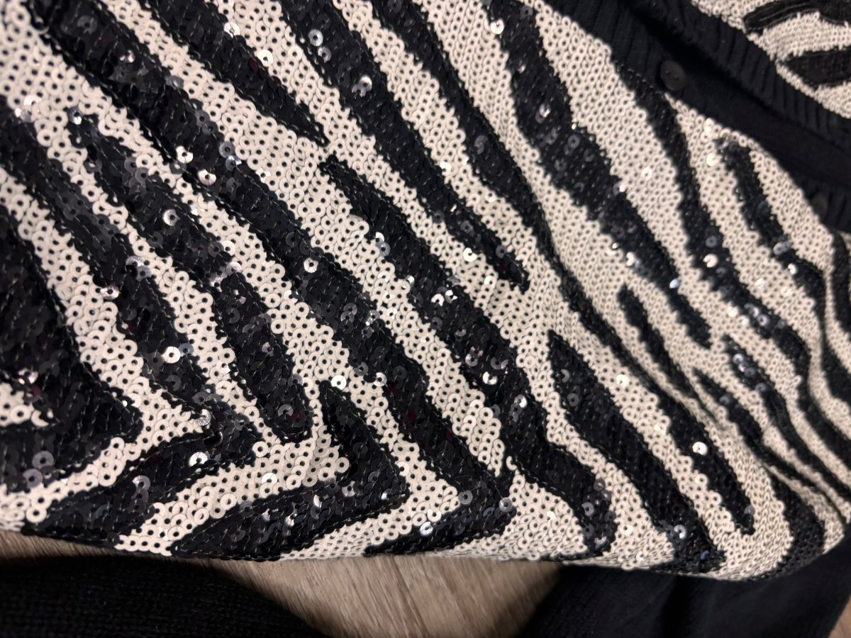 Lulurain Size 10 Zebra Sequin Cardigan - Nest and Sprout - Consignment