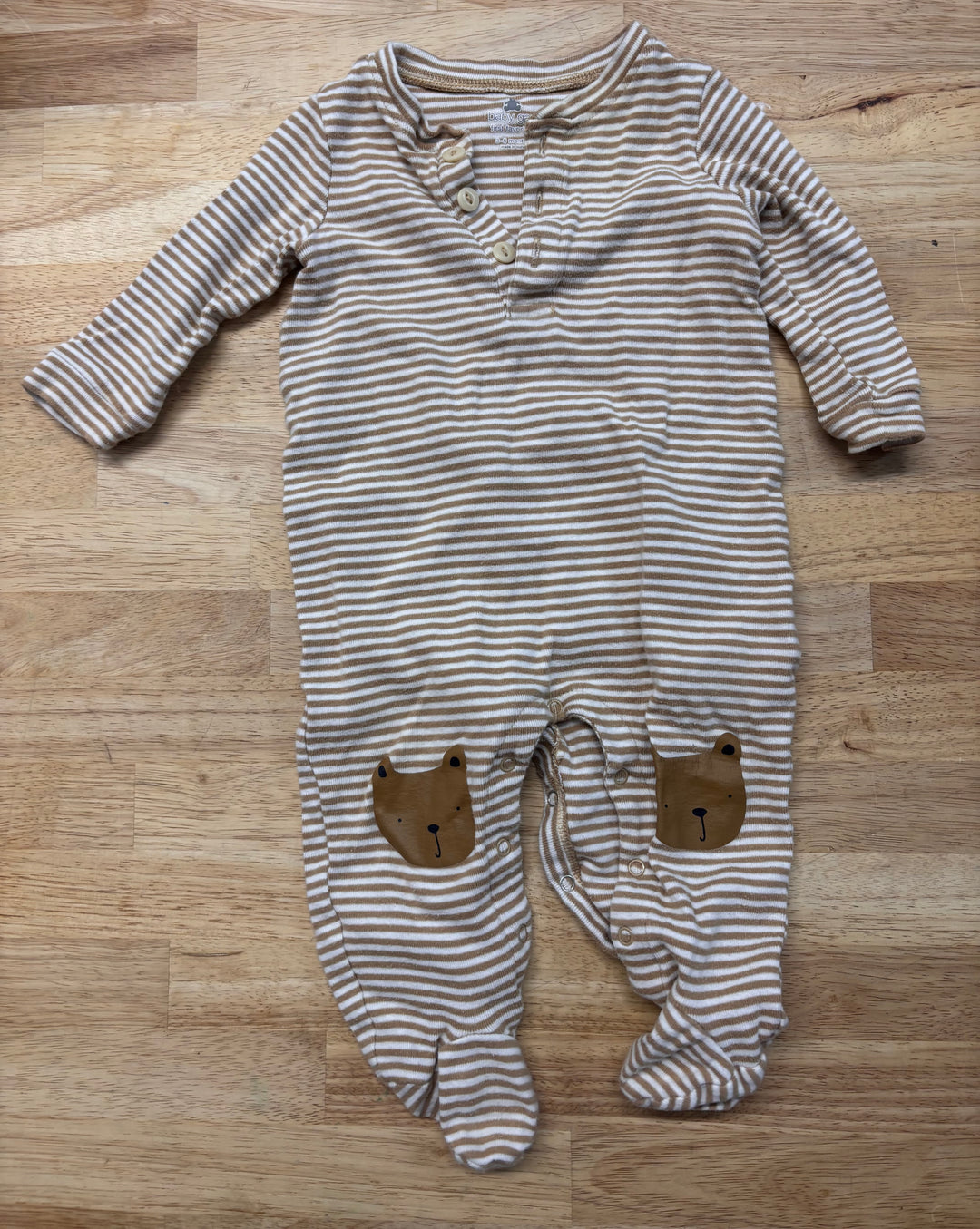 Gap Footed Romper – Light Brown Stripes – 3-6M