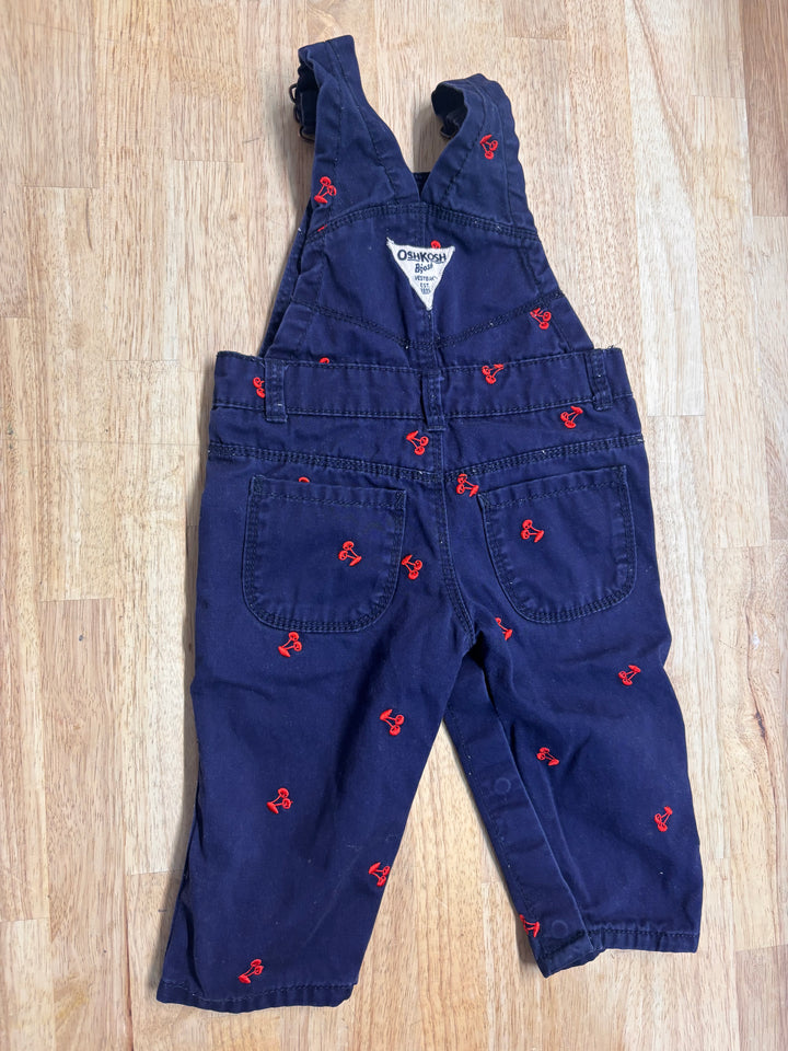 OshKosh Denim Overalls with Cherry Embroidery – Size 9M