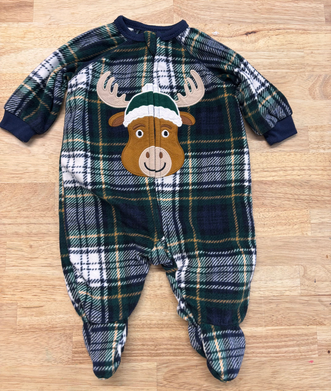PJ Place 0-3 Months Fleece PJs (Holiday Moose)