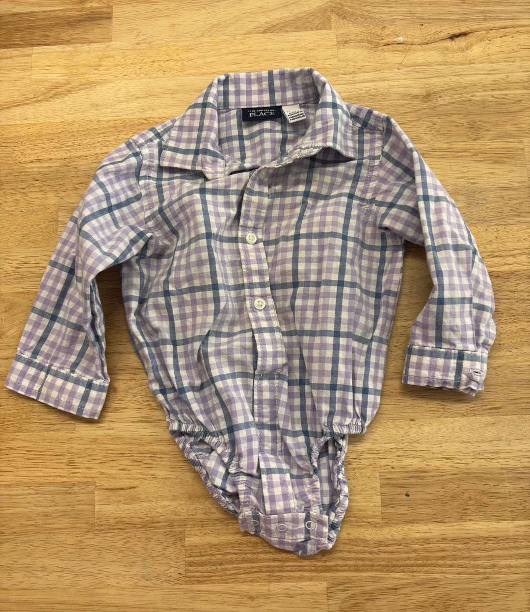 Children's Place 12-18M Gingham collared Bodysuit imperfect